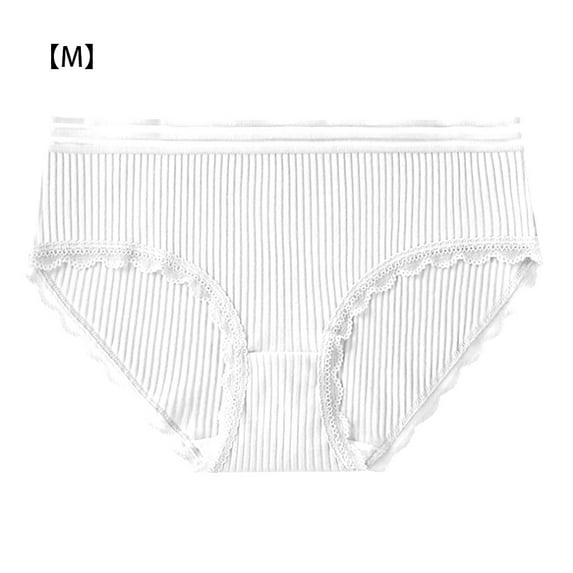 Women Cotton Underwear Girl Breathable Briefs Moisture Wicking Elastic Panty with Lace Edge