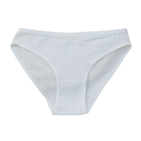 Women Cotton Underwear Ladies Ribbed Striped Brief Breathable Plus Stretchy Panties for Daily Wear Sleep Work Travel