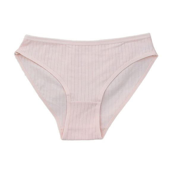 Women Cotton Underwear Ladies Ribbed Striped Brief Breathable Plus Stretchy Panties for Daily Wear Sleep Work Travel