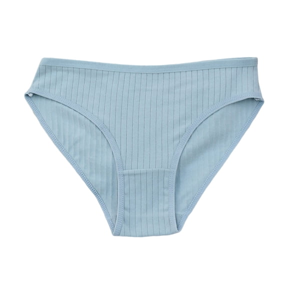 Women Cotton Underwear Ladies Ribbed Striped Brief Breathable Plus Stretchy Panties for Daily Wear Sleep Work Travel