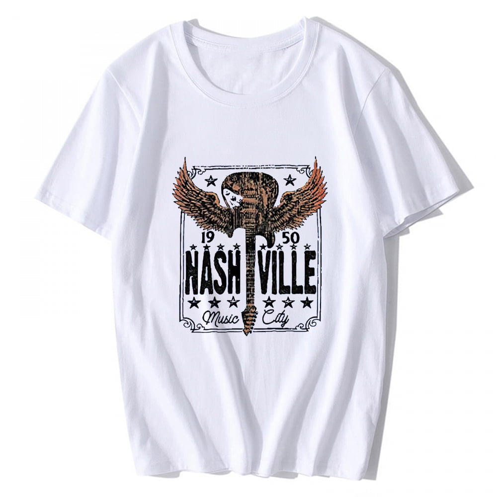 Womens Country Music Nashville White Graphic Tee