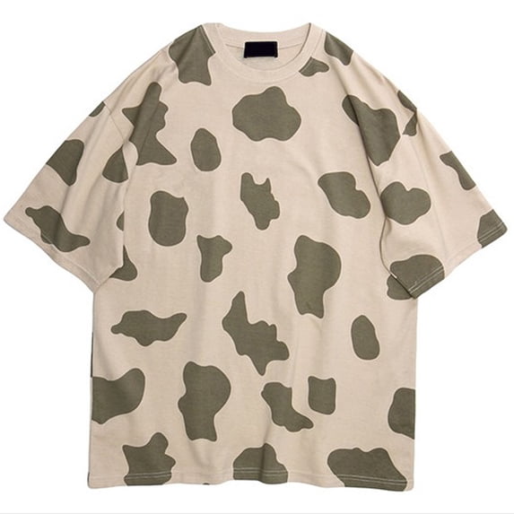 Women Cow Print Oversized Casual Loose Short Sleeve T-shirt Streetwear Tops
