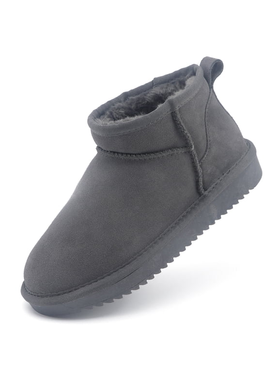 Women Cow Suede Leather Mini Snow Boots Winter Casual Warm Faux Fur Lined Ankle Outdoor Boots