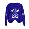 thumbnail image 1 of Women Cow Sweatshirt Funny Cute Graphic Long Sleeve Fleece Pullover Top Western Cowgirl Casual Shirts Fall Outfits, 1 of 4