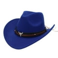 thumbnail image 1 of Women Cowboy Hat Blue Hat Leather Cowboy Hat Cowboy Accessories for Men S, 1 of 4