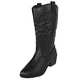 thumbnail image 1 of Women Cowgirl Cowboy Stitched Mid Calf Forever Boots Pointy Toe Western All Black 7.5, 1 of 4