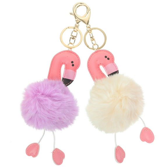 FONDOTIN Keychain Faux Fur Purple 2Pcs 4.7In