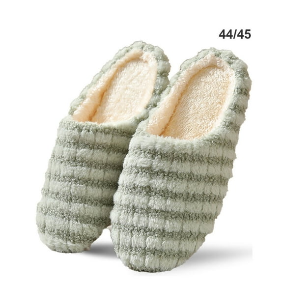 Women Cozy Cotton Slippers Slip On Warm House Shoes Indoor Comfy Warm Bedroom Stripe Slippers Home Slippers for Winter Size 5-12