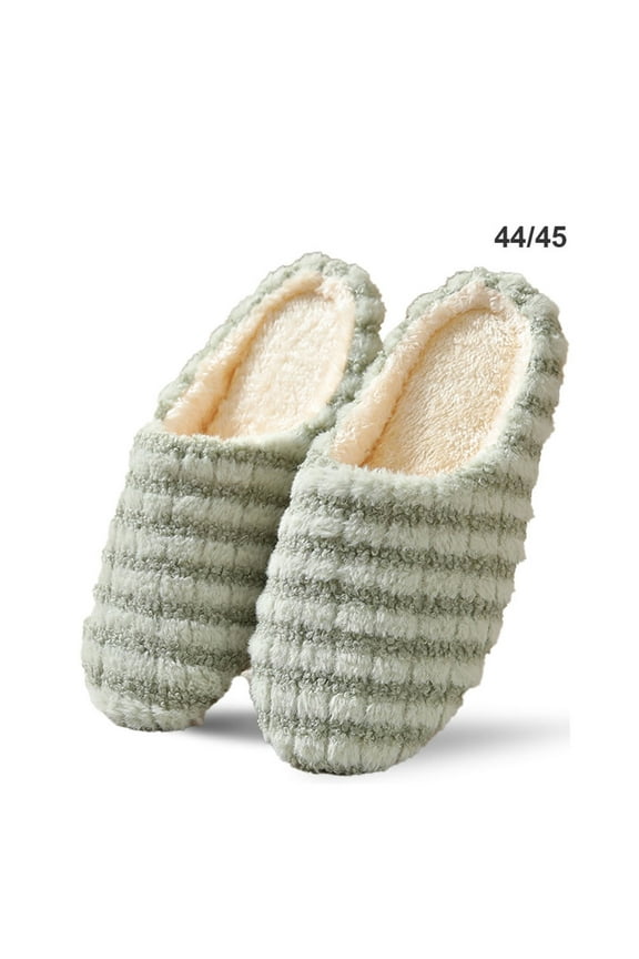 Women Cozy Cotton Slippers Slip On Warm House Shoes Indoor Comfy Warm Bedroom Stripe Slippers Home Slippers for Winter Size 5-12