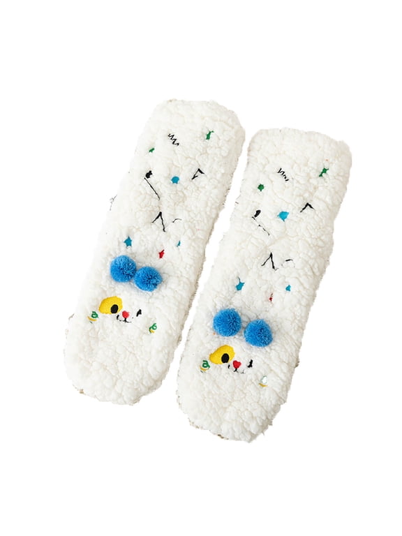 Women Cozy Home Floor Socks Warm Sheep Fleece Sleeping Socks