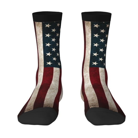 Women Crew Graphic Print Tube Socks America Flag Pattern Design Ladies Socks