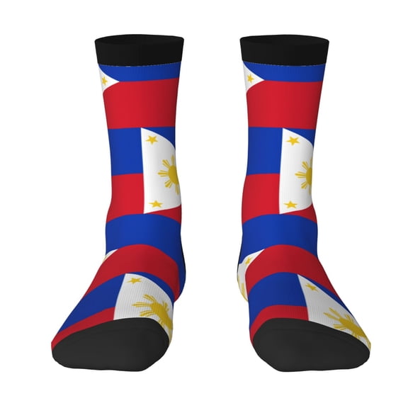 Women Crew Graphic Print Tube Socks Filipino Flag Pattern Design Ladies Socks