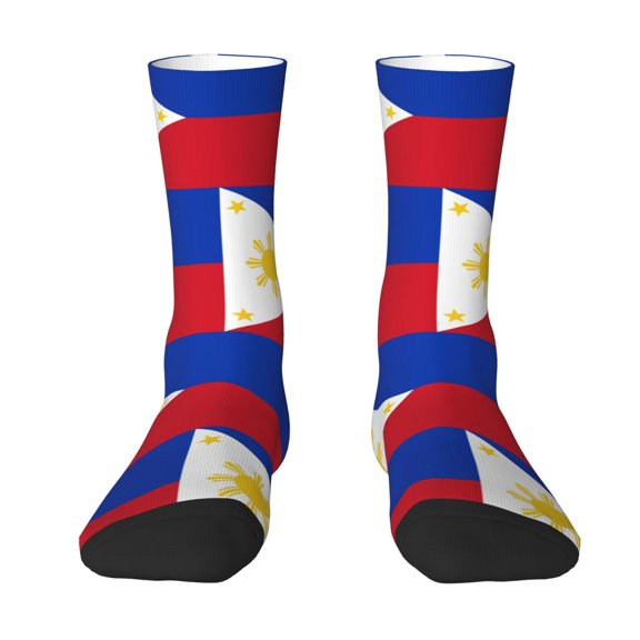 Women Crew Graphic Print Tube Socks Filipino Flag Pattern Design Ladies Socks