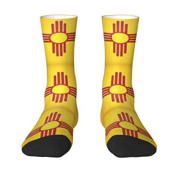Women Crew Graphic Print Tube Socks Flag Of-New-Mexico Pattern Design Ladies Socks