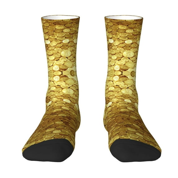 Women Crew Graphic Print Tube Socks Gold Coins Amazing Pattern Design Ladies Socks