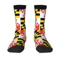 thumbnail image 1 of Women Crew Graphic Print Tube Socks Maryland Flag Pattern Design Ladies Socks, 1 of 7