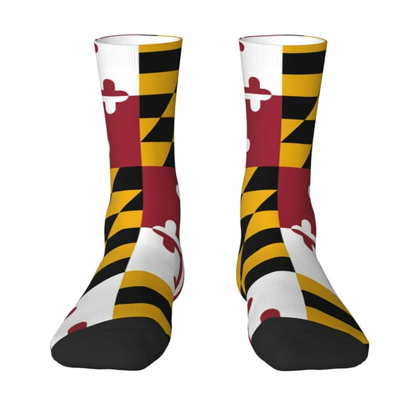 Women Crew Graphic Print Tube Socks Maryland-Flag Pattern Pattern Design Ladies Socks
