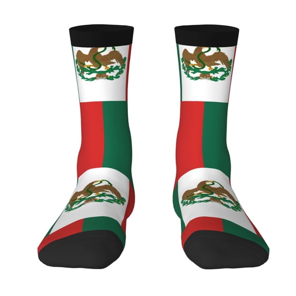 Women Crew Graphic Print Tube Socks Mexican Flag Pattern Design Ladies Socks
