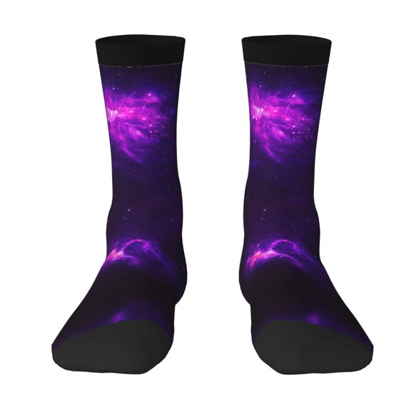 Women Crew Graphic Print Tube Socks Nebula Galaxy Purple Pattern Design Ladies Socks