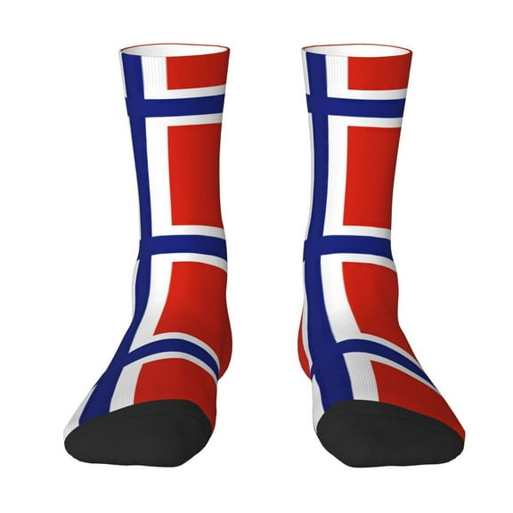 Women Crew Graphic Print Tube Socks Norwegian Flag Pattern Design Ladies Socks
