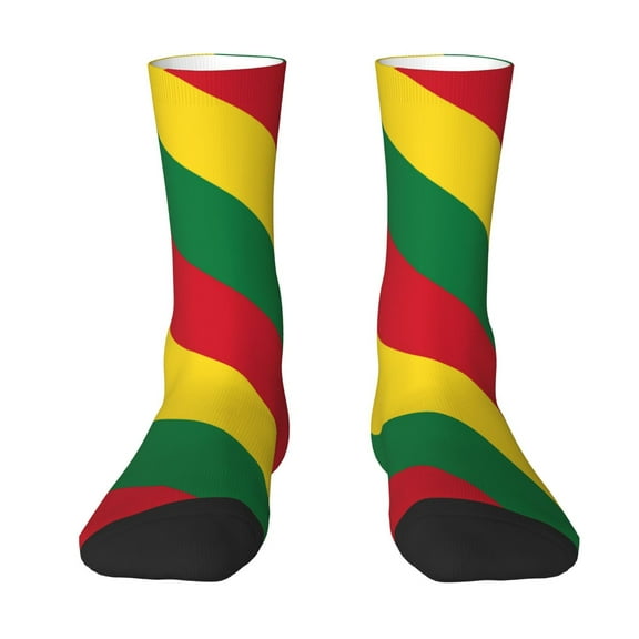 Women Crew Graphic Print Tube Socks Reggae Flag Pattern Design Ladies Socks
