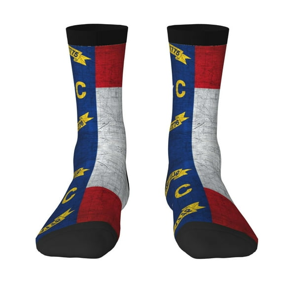 Women Crew Graphic Print Tube Socks Retro North-Carolina Flag Pattern Design Ladies Socks