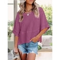thumbnail image 1 of Women Crew‑Neck Batwing Half‑Sleeve Tee, Solid‑Color Loose‑Fit Flowy Casual Summer Tops, 1 of 8