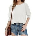thumbnail image 1 of Women Crew Neck Casual Tunic Tops White XL, 1 of 7