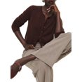 thumbnail image 1 of Women Crew Neck Drop Shoulder Button Down Cropped Knit Cardigan Chestnut Color XXL, 1 of 8