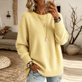 thumbnail image 1 of Women Crew Neck Drop Shoulder Oversized Solid Color Knit Sweater Long Sleeve Casual Fall Pullover 2XL, 1 of 6