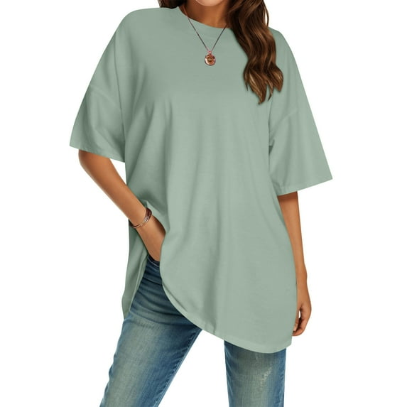Women Crew Neck Fitted Shirt Basic Tops Short Sleeves Summer T Shirt Tops Classic T Shirt Tee Loose Fit Top Women Woman Shirts Summer Women Causal Shirts Shirt Juniors Womens Top Extra Long Tee