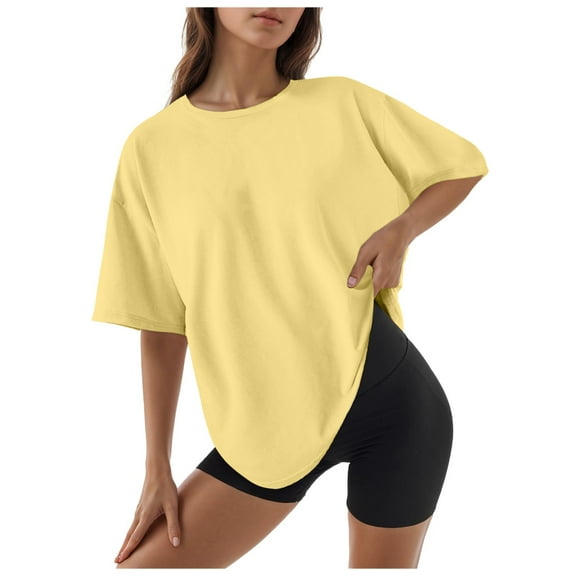 Women Crew Neck Fitted Shirt Basic Tops Short Sleeves Summer T Shirt Tops Classic T Shirt Tee Raglan Shirts for Women Polyester Long Sleeve Solid Color Shirts Womens Womens Athletic Tee Solid T