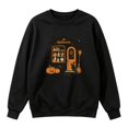 thumbnail image 1 of Women Crew Neck Halloween Witch House Graphic Sweatshirt, Drop‑Shoulder Long Sleeve Loose Pullover, Vintage Retro Fall Holiday Top for Halloween Party Trick‑or‑Treat Daily Wear, 1 of 4