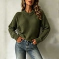 thumbnail image 1 of Women Crew Neck Knit Pullover Drop Shoulder Long Sleeve Loose Fitting Soft Cozy Textured Sweater for Fall Winter Casual Street Daily Wear XL, 1 of 5