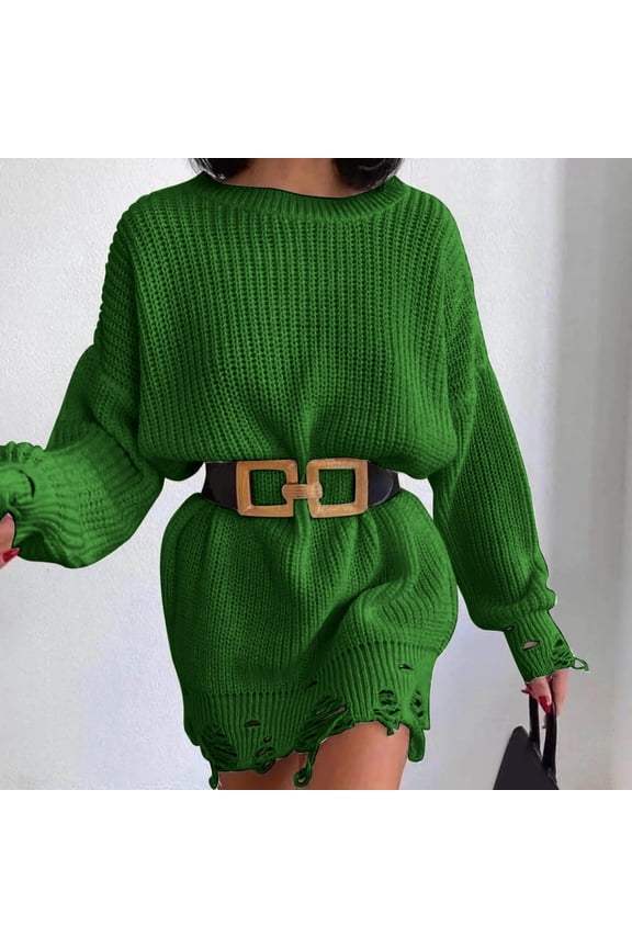 Women Crew Neck Long Sleeve Pullover Top Solid Color Hem Ripped Knit Sweater Large Sweat Shirts Fuzzy Long Sleeve Shirts for Women Pool Sweater Sweater for Men Casual Long Sleeve Sweatshirt Womens Zip