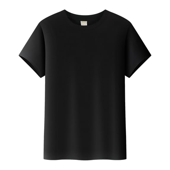 Women Crew Neck Loose Short Sleeve T Shirt Floral Trim Casual,Black,XL