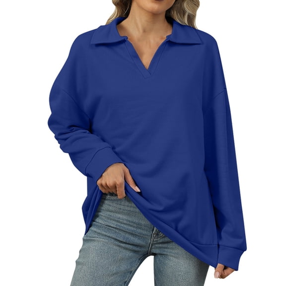 Women Crew Neck Pullover Half Zip Sweatshirt Women Plus Size Women Casual Long Sleeve V Neck Solid Pullover Hoodless Sweatshirt Fall Long Sleeve Sweatshirts Top Blouse S