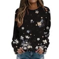 thumbnail image 1 of Women Crew Neck Pullover Halloween Sweatshirt Plus Size Women Casual Crew Neck Sweatshirt Flowers Printing Long Sleeve Sweatshirt Casual Top Pullover M, 1 of 5