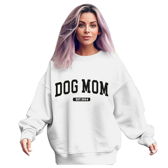 Women Crew Neck Pullover Halloween Sweatshirts for Women 2026 Women's Dog Lover Sweatshirt Long Sleeve Crew Neck Pullover for Dog Moms M