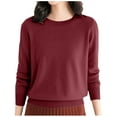 thumbnail image 1 of Women Crew Neck Pullover Sweater Solid Basic Classic Knit Sweaters Long Sleeve Crew Neck Fall Outfits 2025 Trendy, 1 of 7