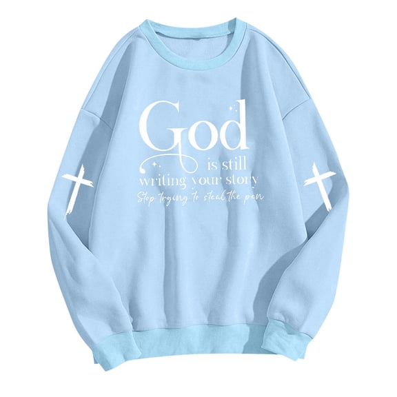 Women Crew Neck Pullover Teacher Sweatshirts Funny Women's Letter Printed Casual Long Sleeved Pullover Round Neck Hooded Sweatshirt L