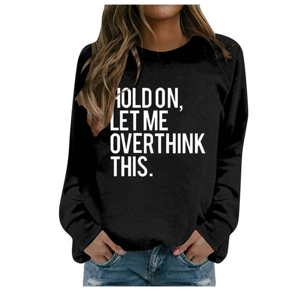 Women Crew Neck Pullover Womens Hoodies Oversized Ladies' Fashionable Casual Autumn and Winter English Letter Printed Hoodie Round Neck Hoodie Long Sleeved Top Xxl