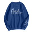 thumbnail image 1 of Women Crew Neck Pullover Womens Sweatshirt Oversized off The Shoulder Women's Letter Printed Casual Long Sleeved Pullover Round Neck Hooded Sweatshirt 1 Xxxl, 1 of 5