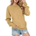 thumbnail image 1 of Women Crew Neck Pullover Womens Sweatshirts No Hood Casual Solid Color Pullover Sweater Long Sleeve Crewneck Pocket Hoodless Sweatshirt Athletic Sportswear Apparel Xxl, 1 of 4