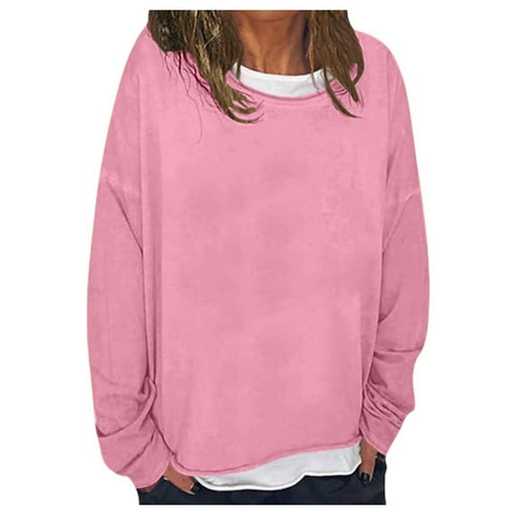 Women Crew Neck Pullover Womens Sweatshirts No Hood with Front Pocket Women's Casual Solid Color Diy Loose Fit Crew Neck Sweatshirt Comfortable and Stylish Pullover M