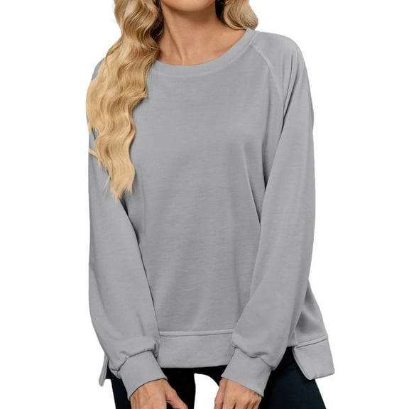 Women Crew Neck Pullover Womens Sweatshirts with Pockets Women's Casual Crewneck Sweatshirt Long Sleeve Pullover Soft Comfortable Stretchy Tops for Everyday Wear Outfit Xxl