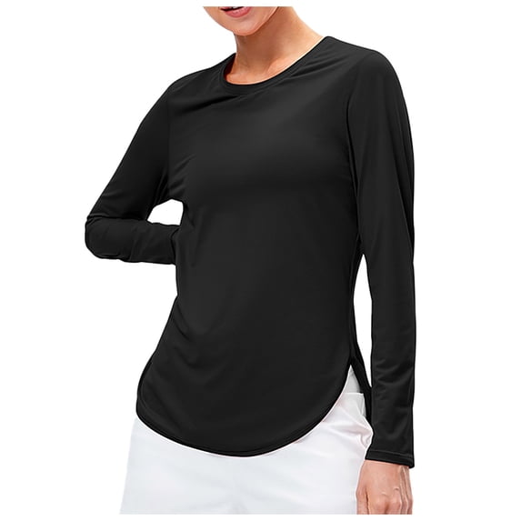 Women Crew Neck Pullover Womens Zip up Hoodies Oversized Women's Sun Shirts Upf 50+ Long Sleeve Shirt Lightweight Workout Hiking Tops for Women M