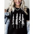 thumbnail image 1 of Women Crew Neck T-Shirt Pine Tree Graphic Hiking Camping Athletic Tee Casual Short Sleeve Top, 1 of 5