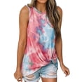 thumbnail image 1 of Women Crew Neck Twisted Hem Tie Dyed Print Tank Top, 1 of 8