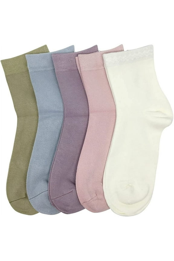 Women Crew Socks Bamboo sock Casual Quarter Breathable Odor Resistant Sock 5 Pairs (Black)